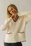 The Dollen Contrast Stitched Sweater in Ivory + Black