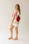 The Kerstin Mixed Print Oversized Top in Oatmeal + Rust