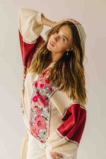 The Kerstin Mixed Print Oversized Top in Oatmeal + Rust