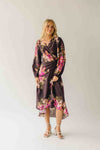 The Eden Floral V-Neck Midi Dress in Brown Multi