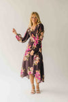 The Eden Floral V-Neck Midi Dress in Brown Multi