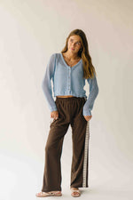 The Marion Crochet Cropped Cardigan in Powder Blue