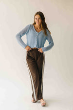 The Marion Crochet Cropped Cardigan in Powder Blue
