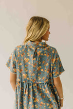 The Maribeth Floral Button-Up Dress in Denim