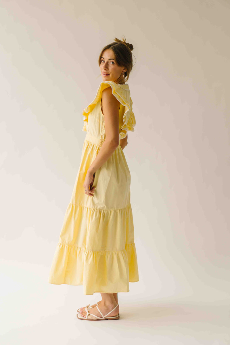 The Marielle Trim Detail Maxi Dress in Lemon