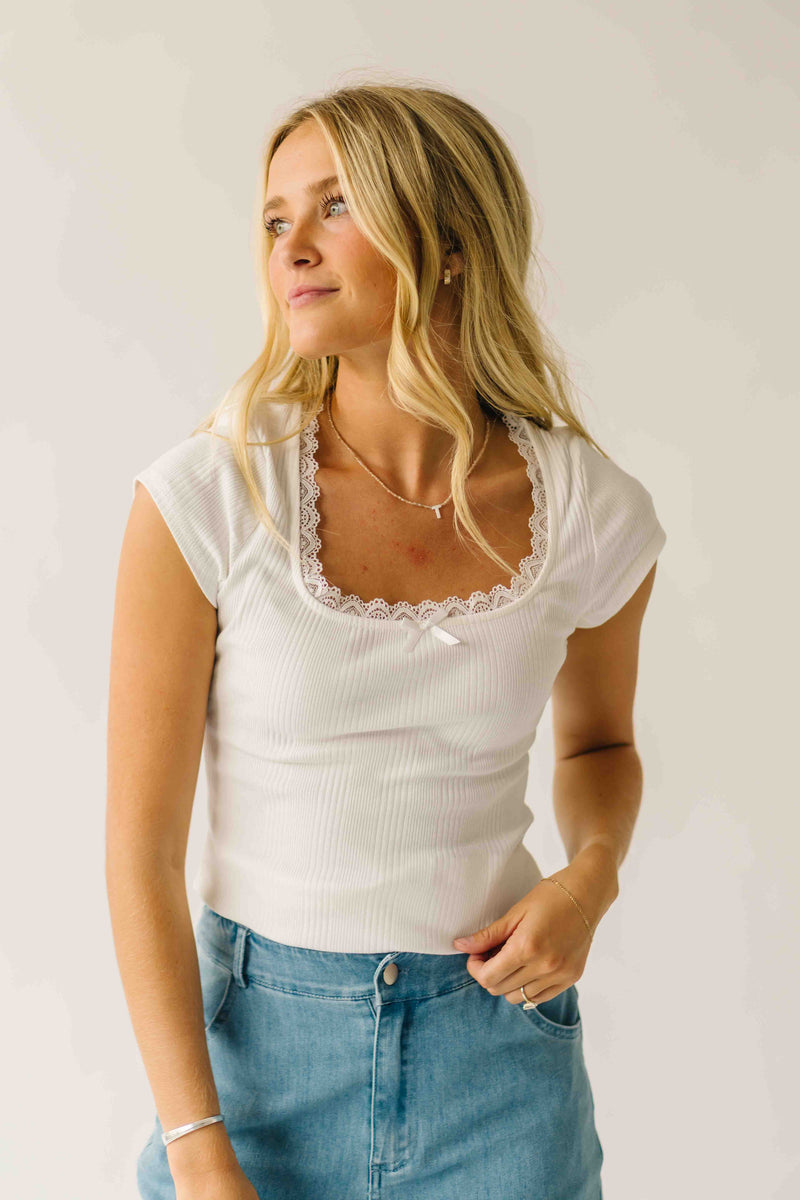 The Natasha Ribbed Tee in White