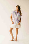 The Celina Striped Button-Up Blouse in Pink