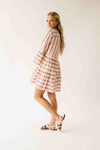 The Reeves Patterned V-Neck Dress in White + Peach