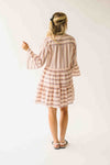 The Reeves Patterned V-Neck Dress in White + Peach
