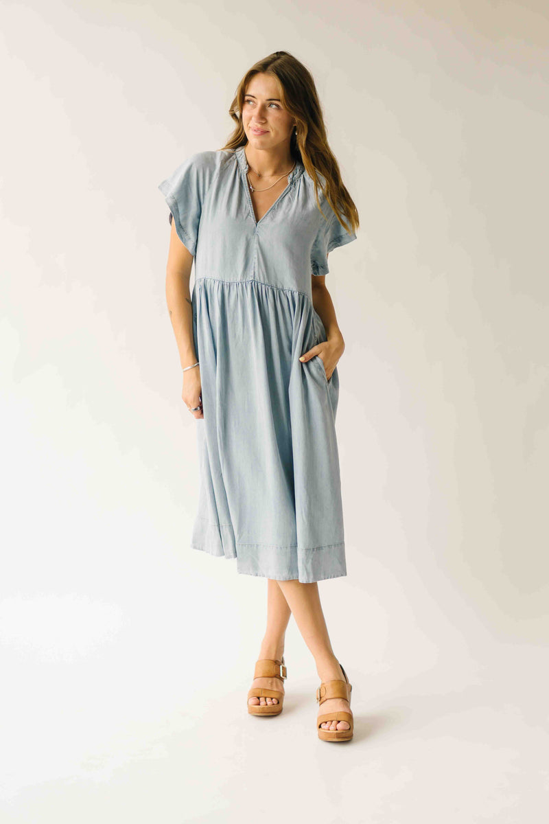 The Rosario Tencel Midi Dress in Denim