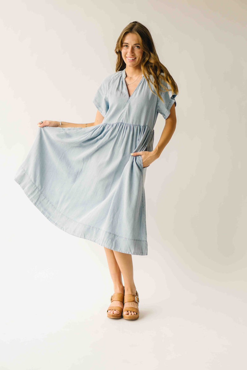 The Rosario Tencel Midi Dress in Denim