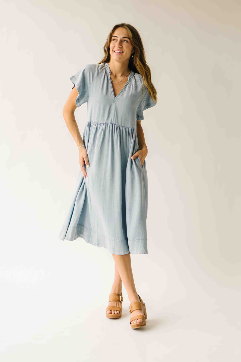 The Rosario Tencel Midi Dress in Denim