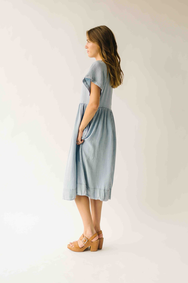 The Rosario Tencel Midi Dress in Denim