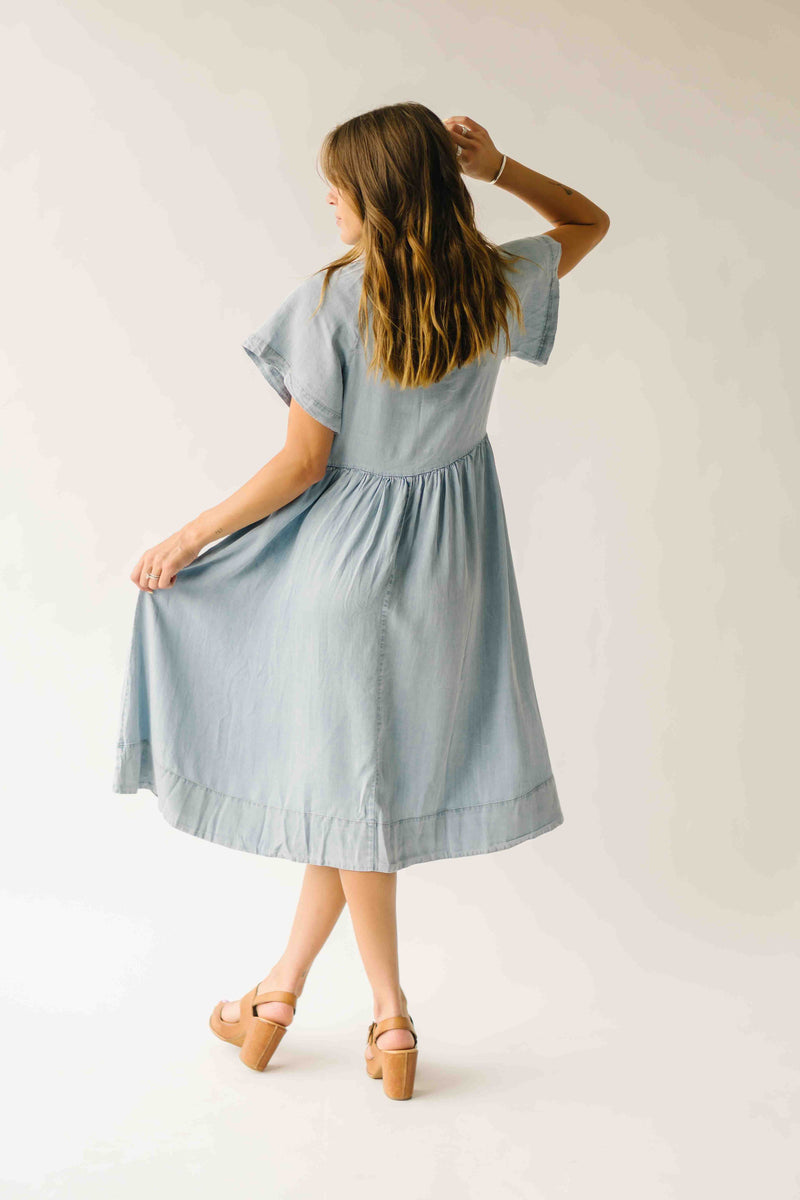 The Rosario Tencel Midi Dress in Denim