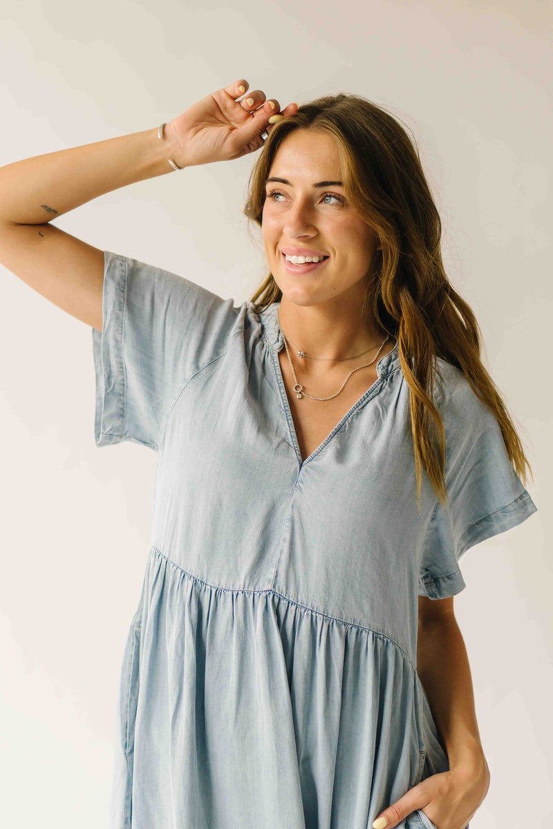 The Rosario Tencel Midi Dress in Denim