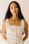 The Solene Floral Button-Up Midi Dress in Natural