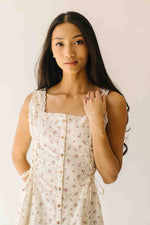 The Solene Floral Button-Up Midi Dress in Natural