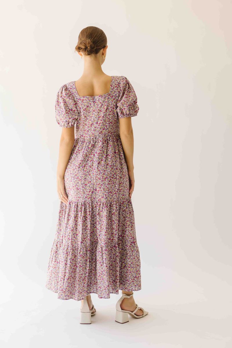 The Tremont Tiered Maxi Dress in Purple Floral