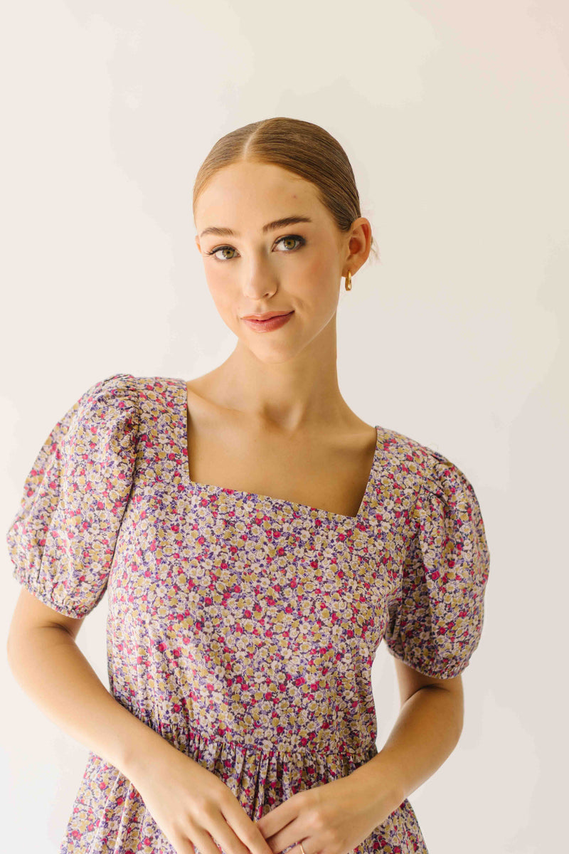The Tremont Tiered Maxi Dress in Purple Floral