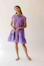 The Kaylona Patterned Button-Up Dress in Berry Pink