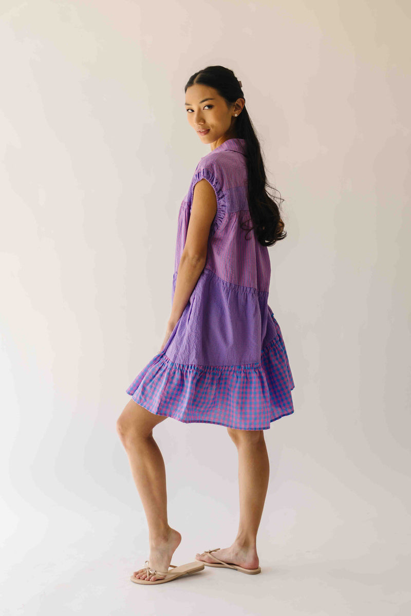 The Kaylona Patterned Button-Up Dress in Berry Pink