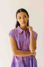 The Kaylona Patterned Button-Up Dress in Berry Pink