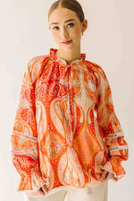 The Karla Paisley Patterned Blouse in Orange Multi