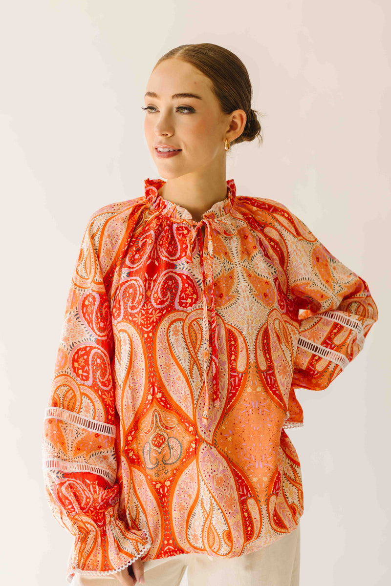 The Karla Paisley Patterned Blouse in Orange Multi