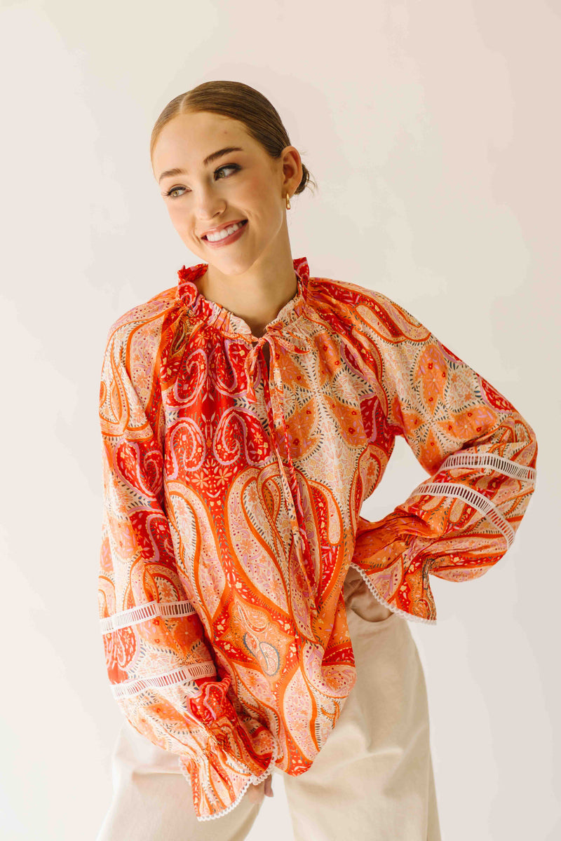 The Karla Paisley Patterned Blouse in Orange Multi