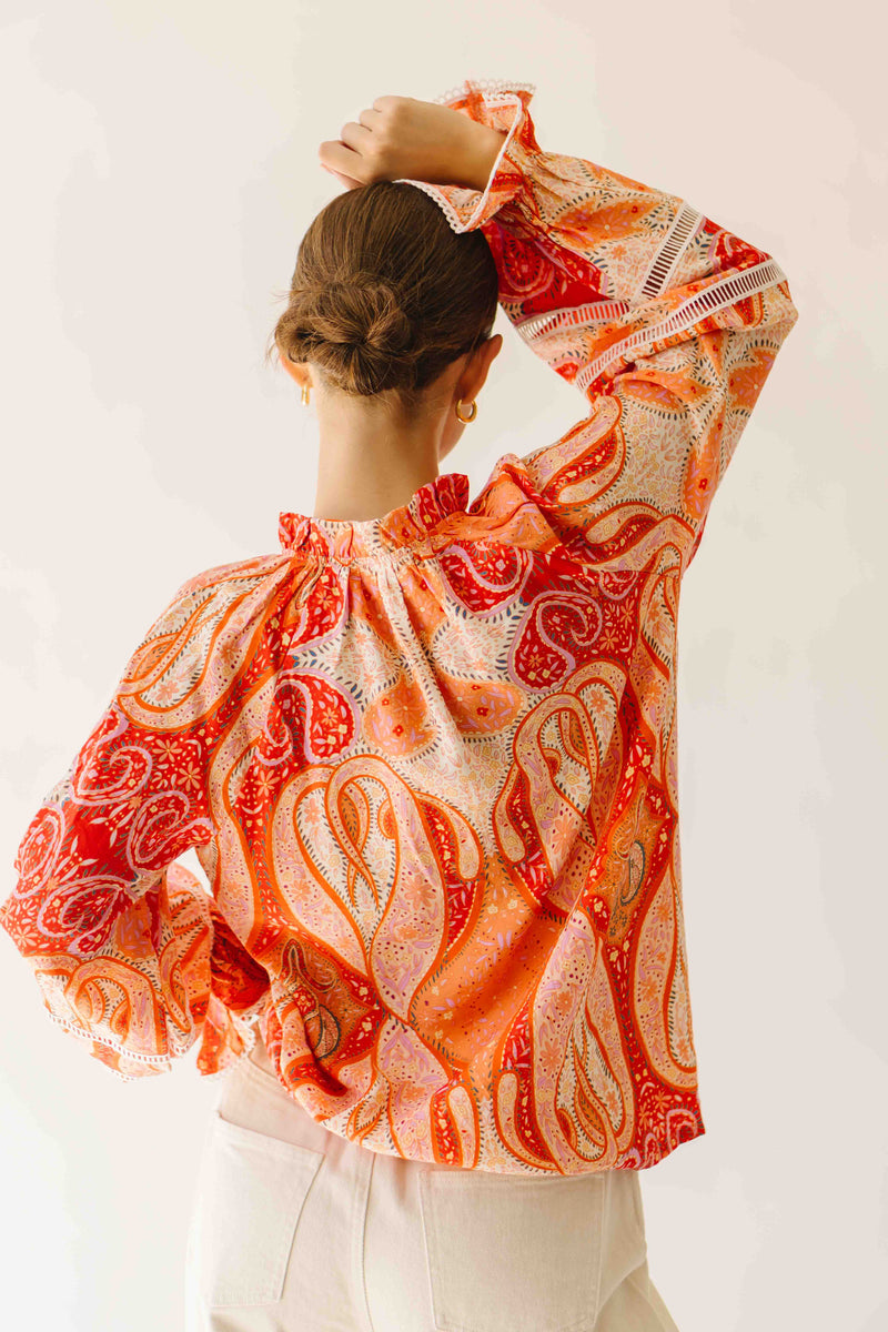 The Karla Paisley Patterned Blouse in Orange Multi