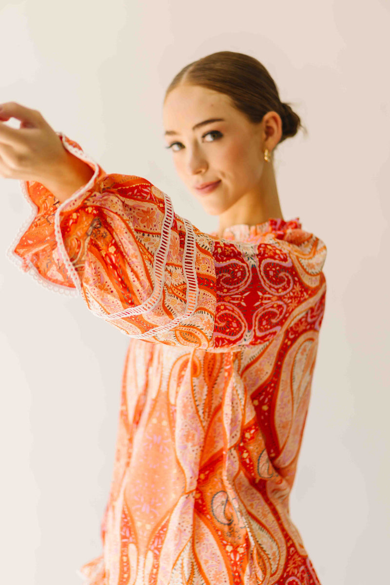 The Karla Paisley Patterned Blouse in Orange Multi