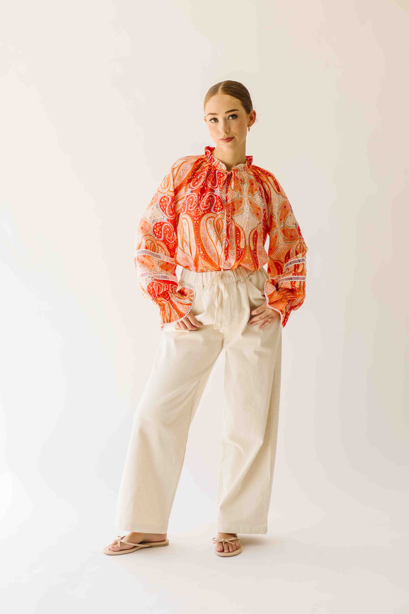 The Karla Paisley Patterned Blouse in Orange Multi