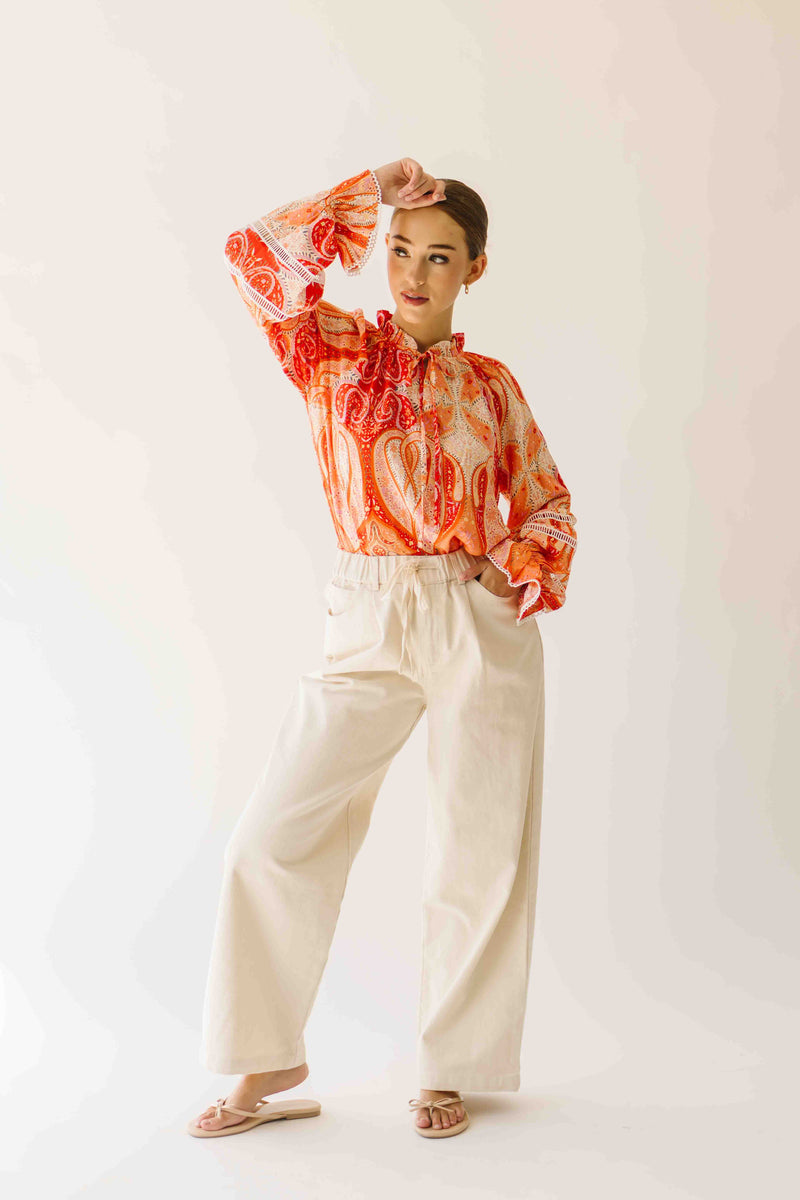 The Karla Paisley Patterned Blouse in Orange Multi