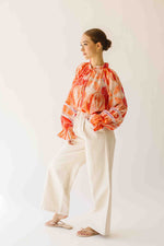 The Karla Paisley Patterned Blouse in Orange Multi