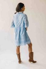 The Renee Scallop Edge Dress in Sky