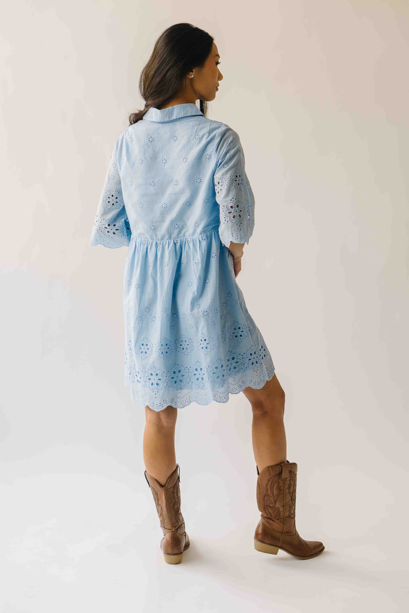 The Renee Scallop Edge Dress in Sky