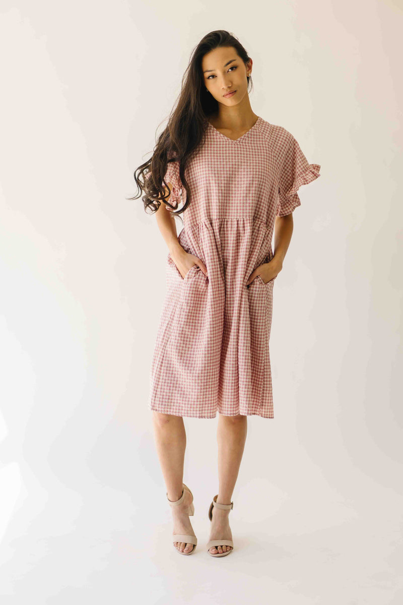 The Matthews Ruffle Babydoll Dress in Mauve