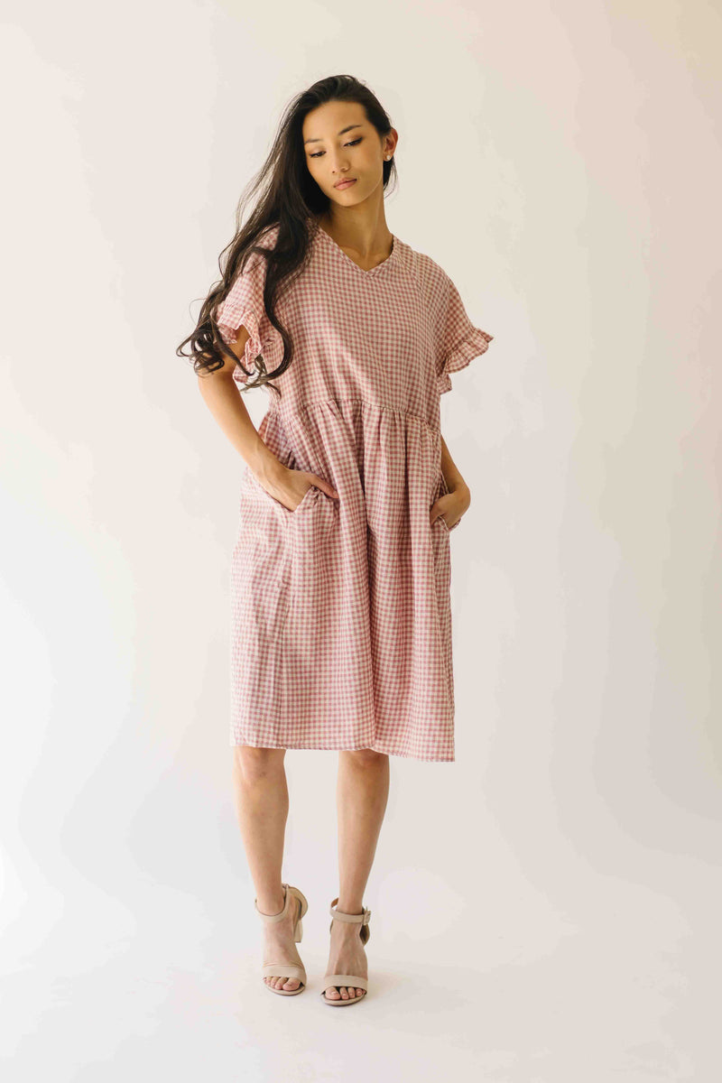 The Matthews Ruffle Babydoll Dress in Mauve