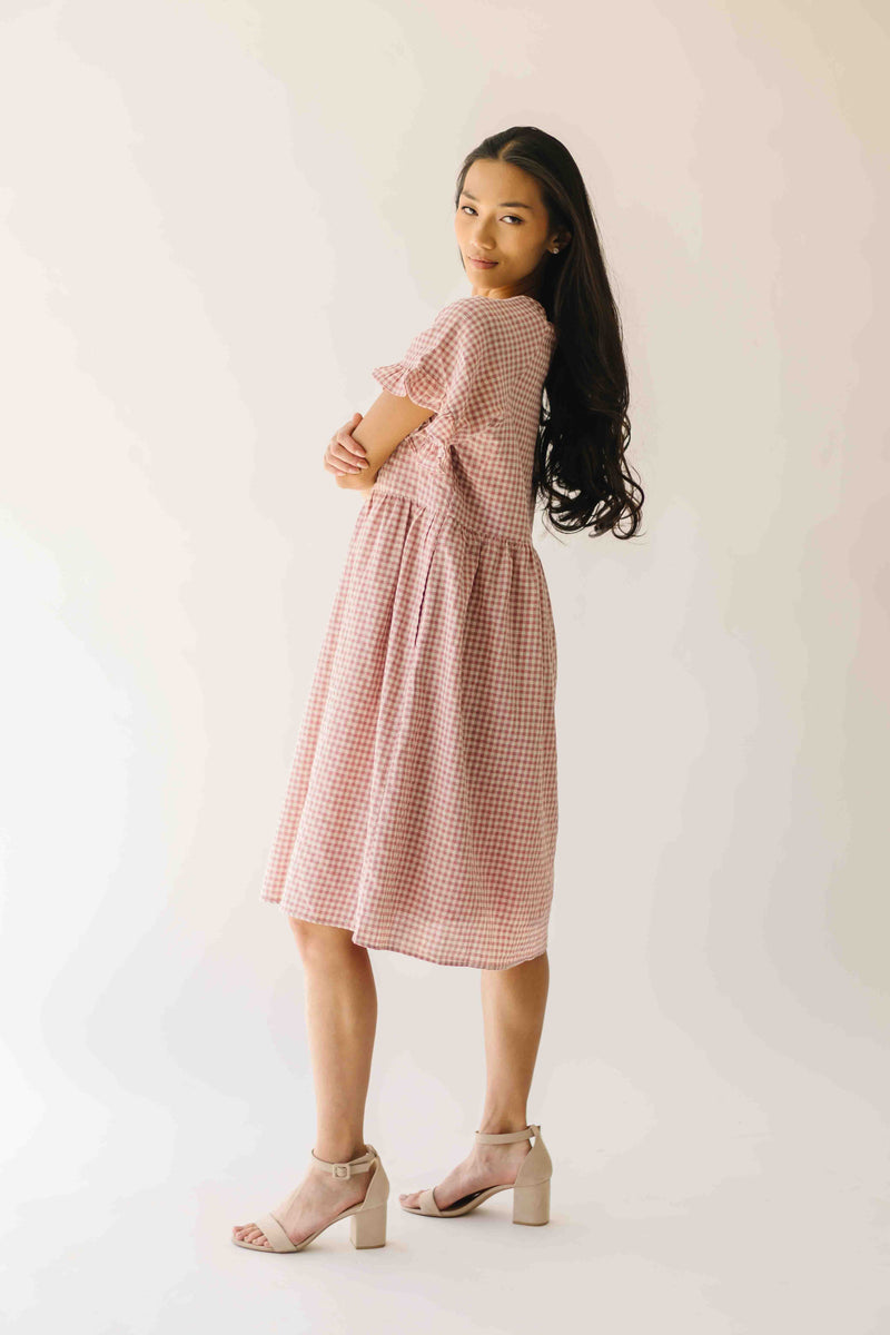 The Matthews Ruffle Babydoll Dress in Mauve