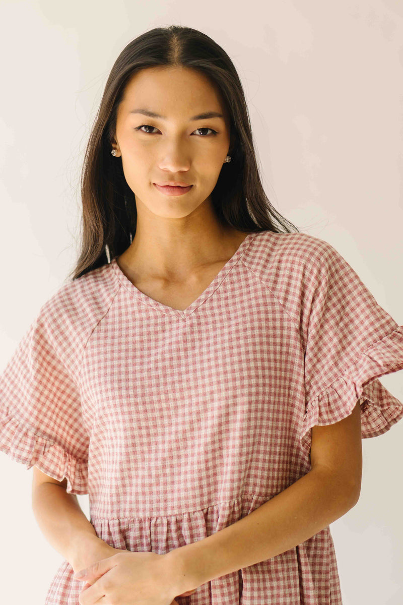 The Matthews Ruffle Babydoll Dress in Mauve