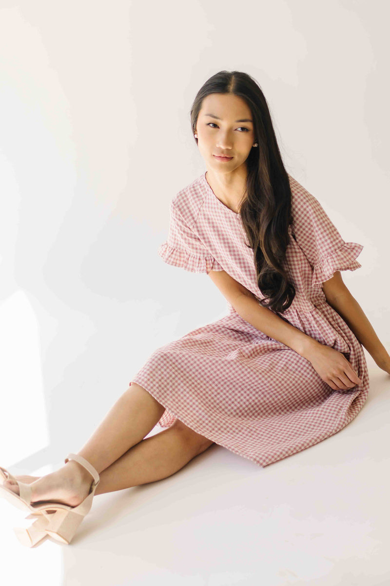 The Matthews Ruffle Babydoll Dress in Mauve
