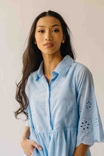 The Renee Scallop Edge Dress in Sky