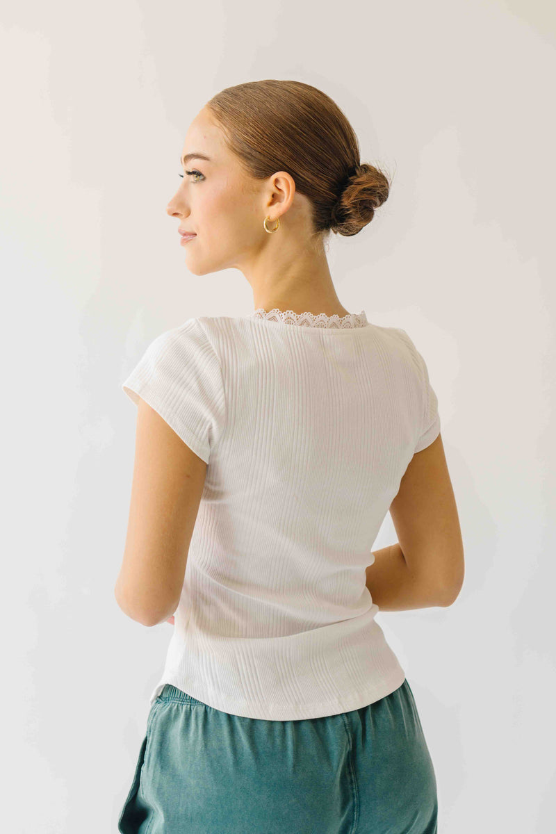 The Natasha Ribbed Tee in White