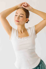 The Natasha Ribbed Tee in White