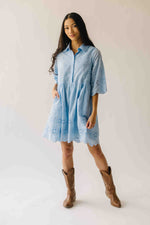 The Renee Scallop Edge Dress in Sky