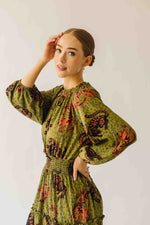 The Alfie Smocked Waist Maxi Dress in Martini Olive