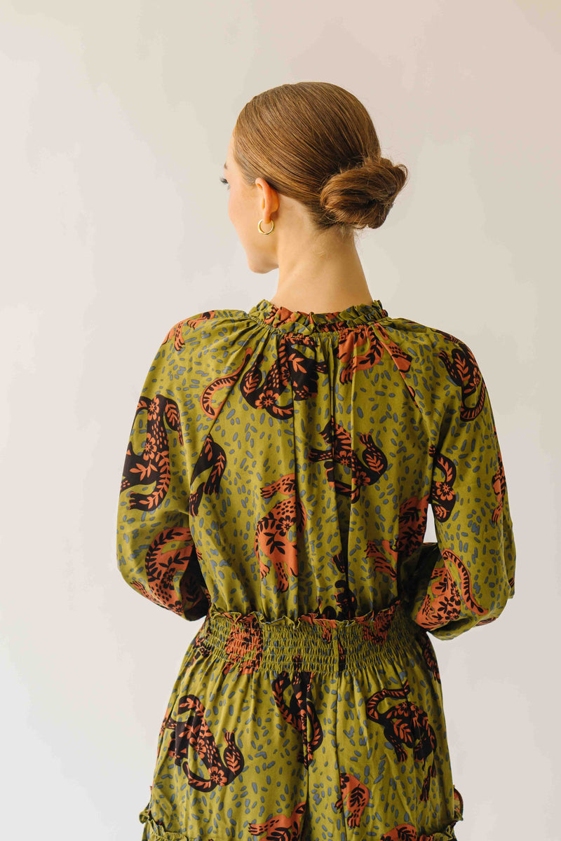 The Alfie Smocked Waist Maxi Dress in Martini Olive