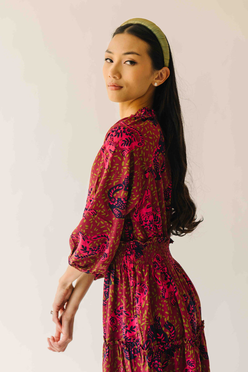 The Alfie Smocked Waist Maxi Dress in Sangria