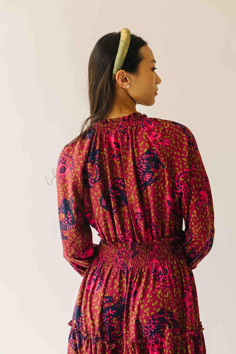 The Alfie Smocked Waist Maxi Dress in Sangria