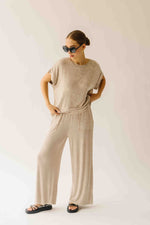 The Kindlon Ribbed Top + Pant Set in Taupe